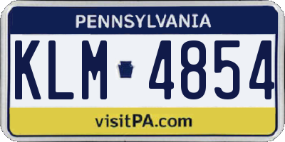 PA license plate KLM4854