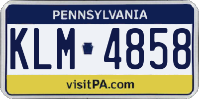 PA license plate KLM4858