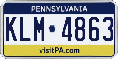 PA license plate KLM4863