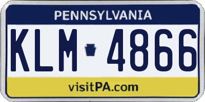 PA license plate KLM4866