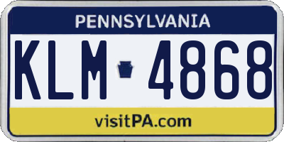PA license plate KLM4868