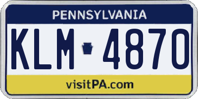 PA license plate KLM4870