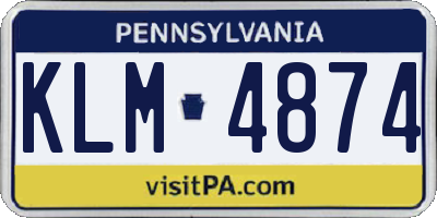 PA license plate KLM4874