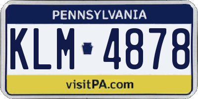PA license plate KLM4878