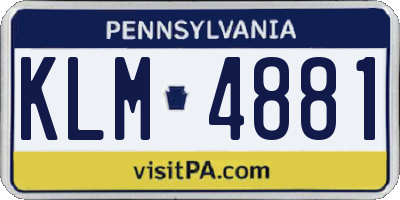 PA license plate KLM4881