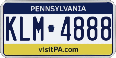 PA license plate KLM4888