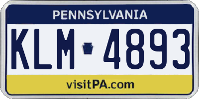 PA license plate KLM4893