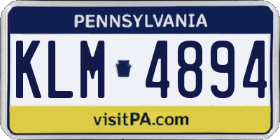 PA license plate KLM4894