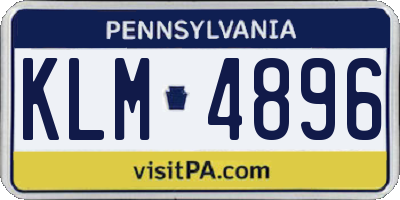 PA license plate KLM4896