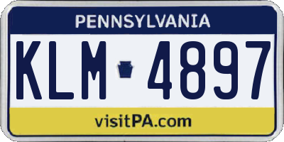 PA license plate KLM4897