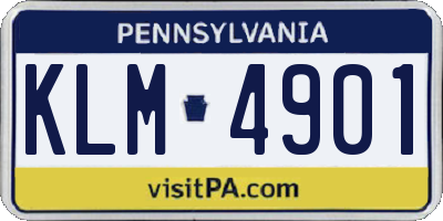 PA license plate KLM4901