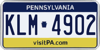 PA license plate KLM4902