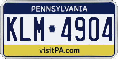 PA license plate KLM4904