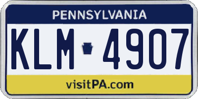 PA license plate KLM4907