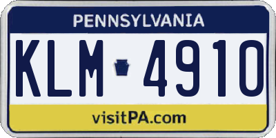 PA license plate KLM4910