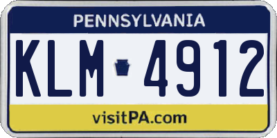 PA license plate KLM4912