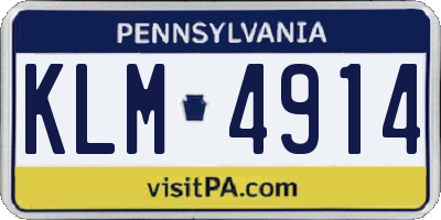 PA license plate KLM4914