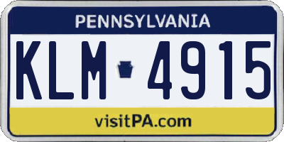 PA license plate KLM4915