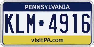 PA license plate KLM4916
