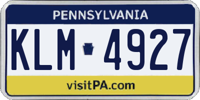 PA license plate KLM4927