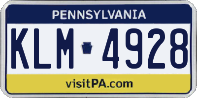 PA license plate KLM4928