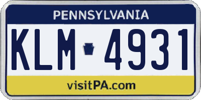 PA license plate KLM4931