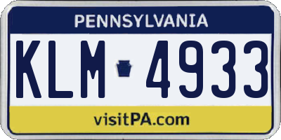 PA license plate KLM4933