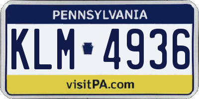 PA license plate KLM4936
