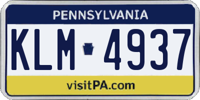 PA license plate KLM4937