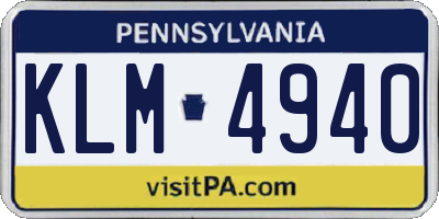 PA license plate KLM4940