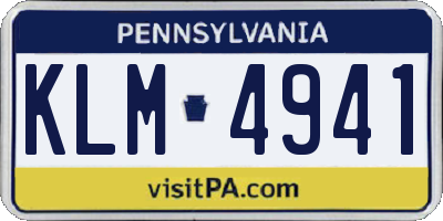 PA license plate KLM4941