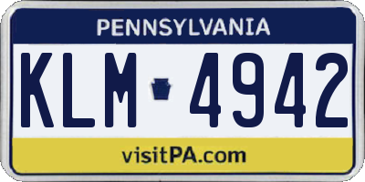 PA license plate KLM4942