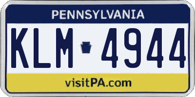 PA license plate KLM4944