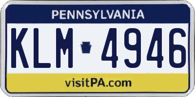 PA license plate KLM4946