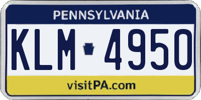 PA license plate KLM4950