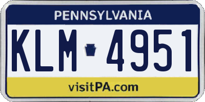 PA license plate KLM4951