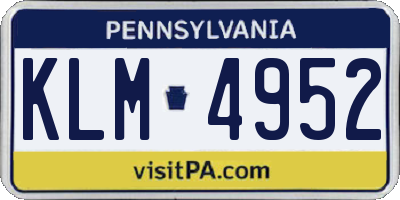 PA license plate KLM4952