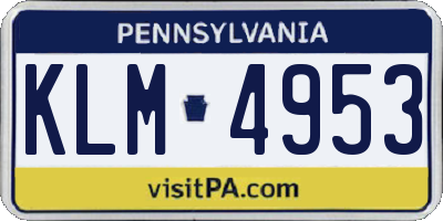 PA license plate KLM4953
