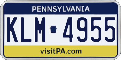 PA license plate KLM4955