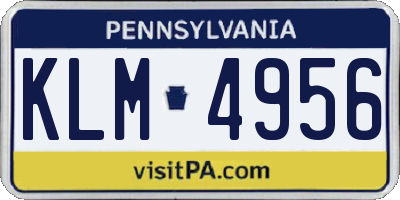 PA license plate KLM4956