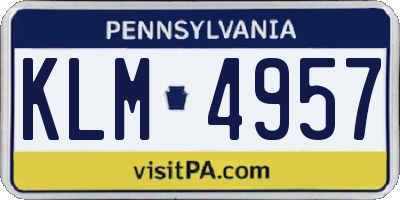 PA license plate KLM4957