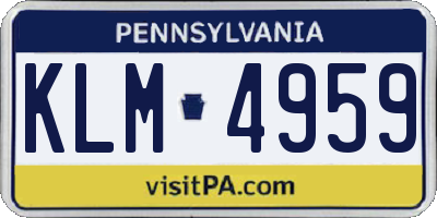 PA license plate KLM4959