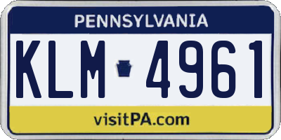 PA license plate KLM4961