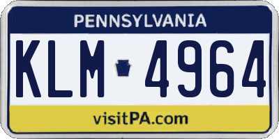 PA license plate KLM4964