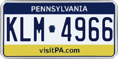 PA license plate KLM4966