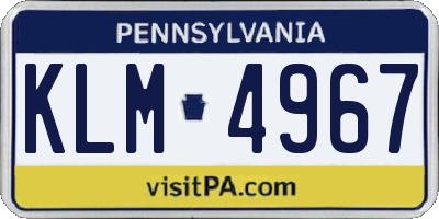 PA license plate KLM4967