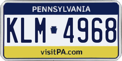 PA license plate KLM4968