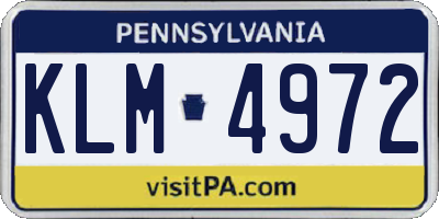 PA license plate KLM4972