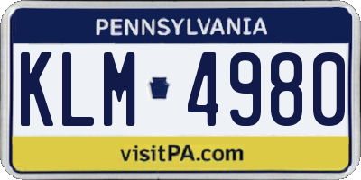 PA license plate KLM4980
