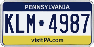 PA license plate KLM4987